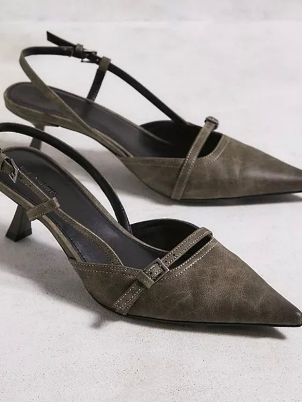Urban Outfitters UO Capri Kitten Slingback Heels Brown Pointed Toe Size 8